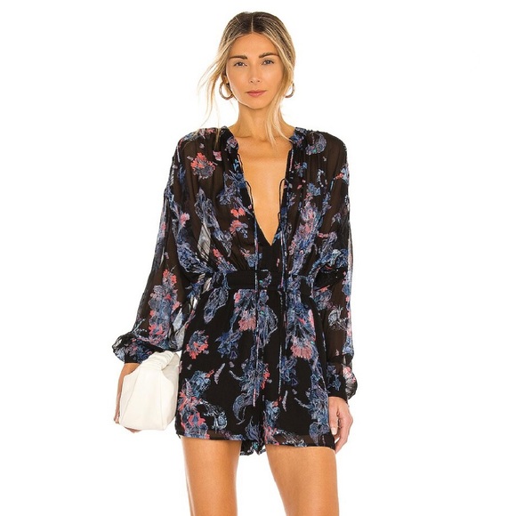 NEW IRO REVOLVE BLACK PRINTED ROMPER - Picture 1 of 10